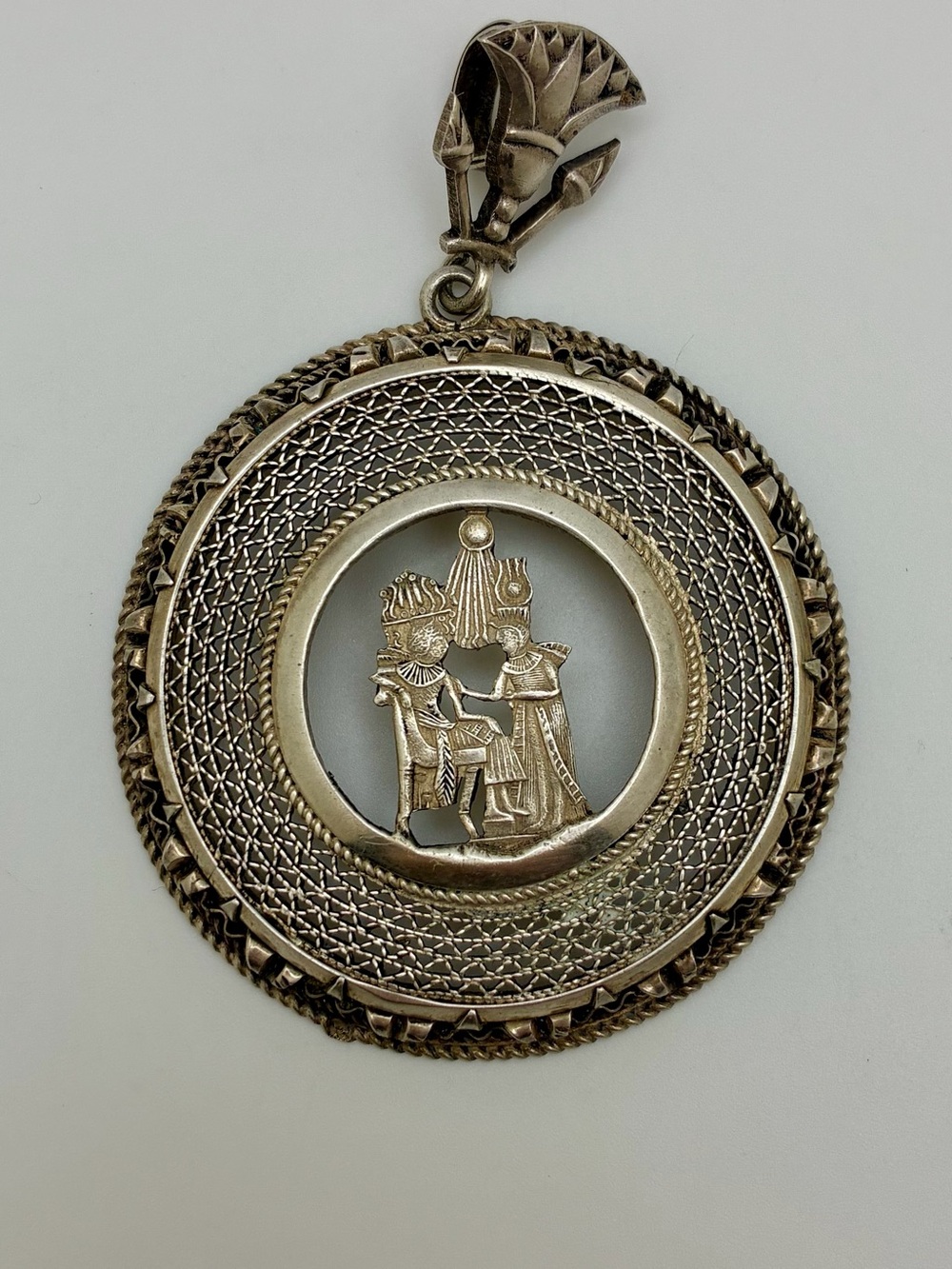Sterling Egyptian Revival medallion pendant